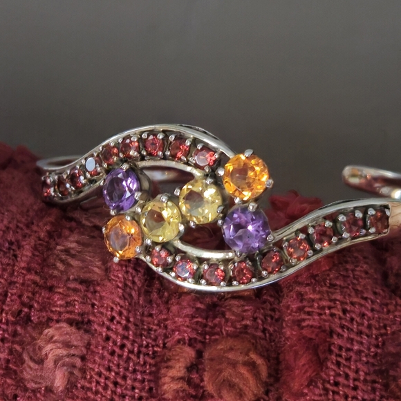 Nicky Butler Designer 925 Sterling Silver Cuff Bracelet Amethyst Garnet Citrine - Picture 6 of 16
